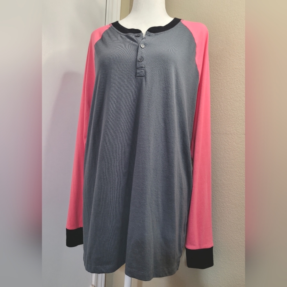 Lularoe Pink/Gray Blouse With Long Sleeves Shirt, Size Xl